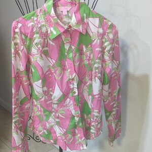 Lilly Pulitzer Pink and Green Floral Shirt